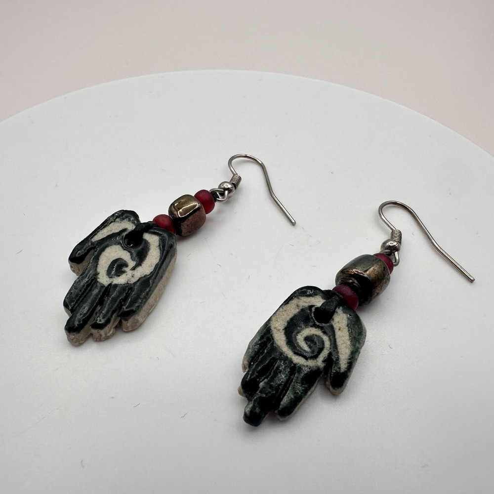 Vintage 90s Tribal Spiral Dangle Earrings Women's Classic Fashion Jewelry